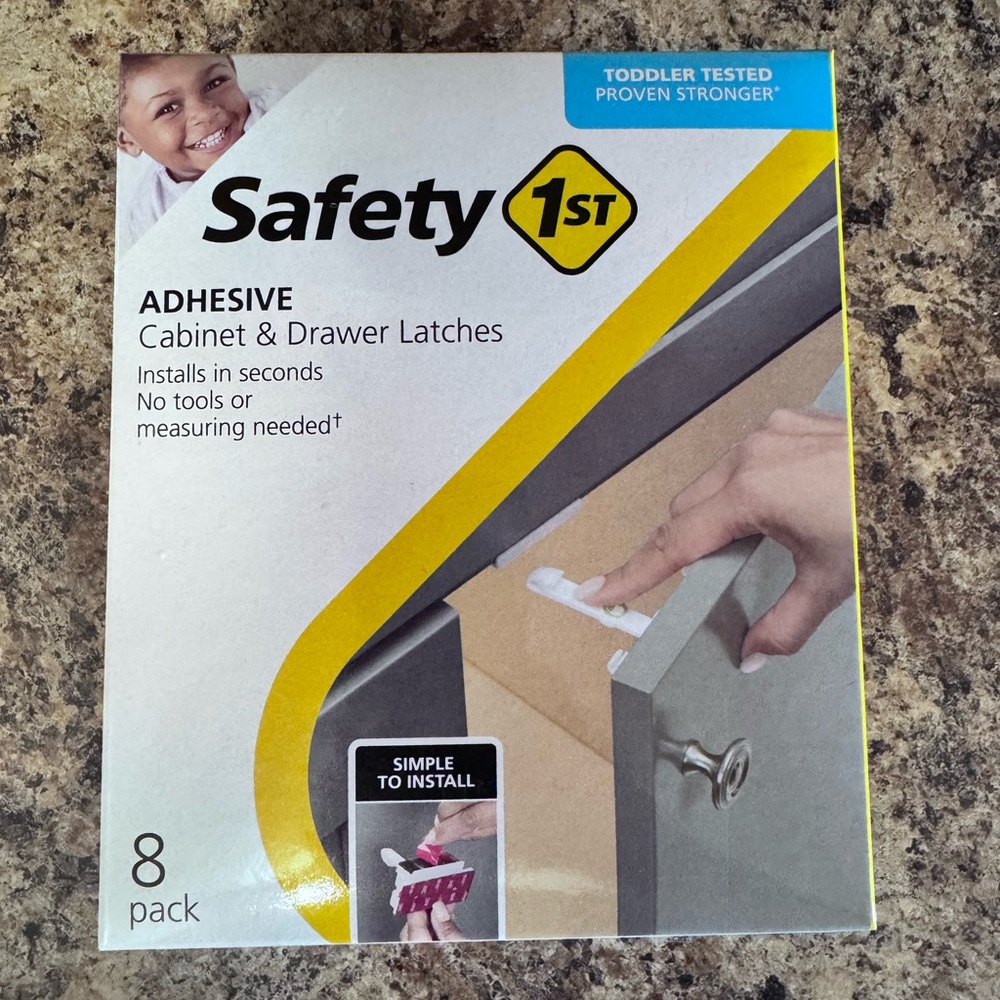 White Adhesive Cabinet Latches 8 Pieces